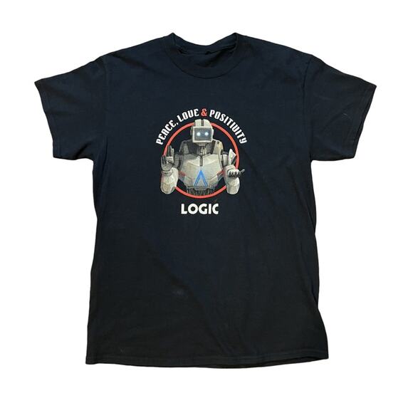 Logic T Shirt Adult No Tag. Peace Love Positivity Robot Tour - Picture 1 of 5